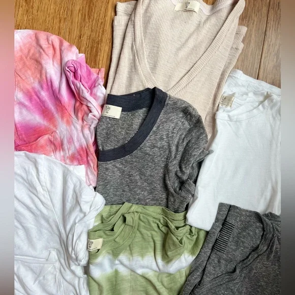 Anthropologie T.la Petite V-Neck Roll Cuff Basic T-Shirt bundle tie dye size XS - Picture 3 of 14